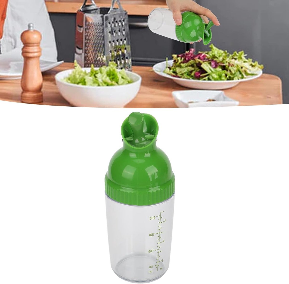 Salade Dressing Shaker 200ml - Lekvrije Dressing Pot met Deksel voor Keukenopslag - Vaatwasserbestendige Kruidenshaker voor Groenten en Salades