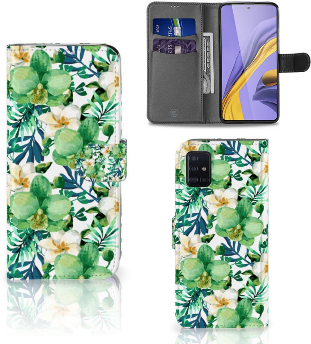Samsung Galaxy A51 Hoesje Orchidee Groen