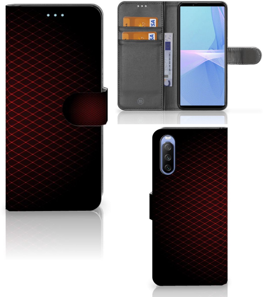 Sony Xperia 10 III Telefoon Hoesje Geruit Rood