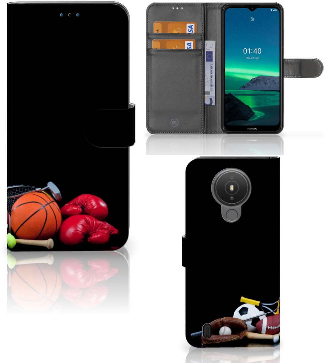 Nokia 1.4 Wallet Case met Pasjes Sports