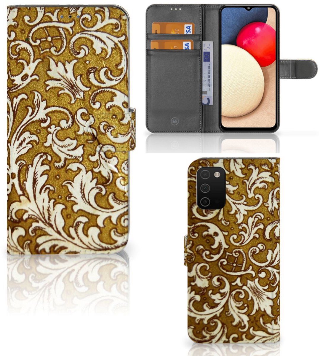 Wallet Case Samsung Galaxy A03s Barok Goud