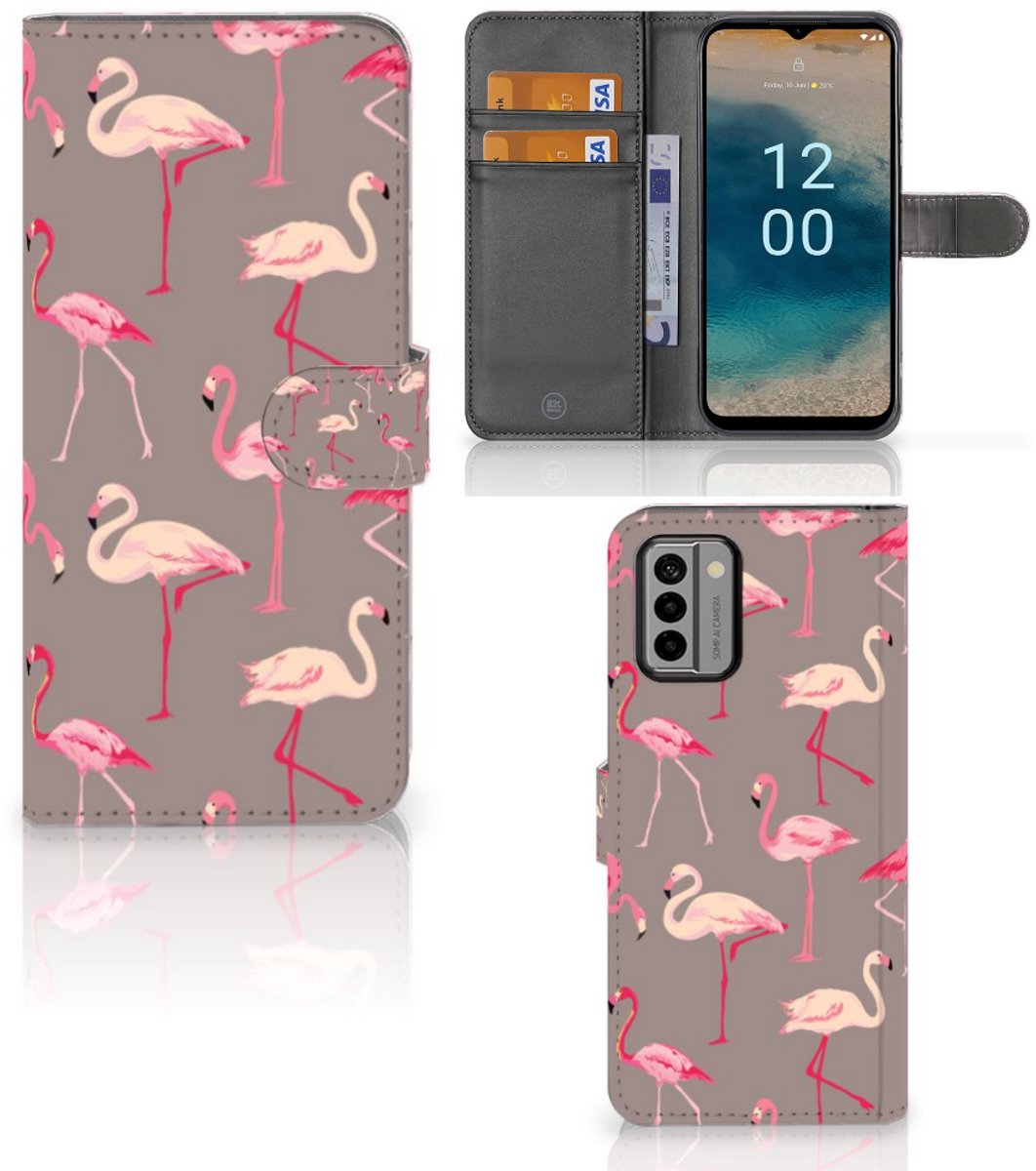Nokia G22 Telefoonhoesje met Pasjes Flamingo