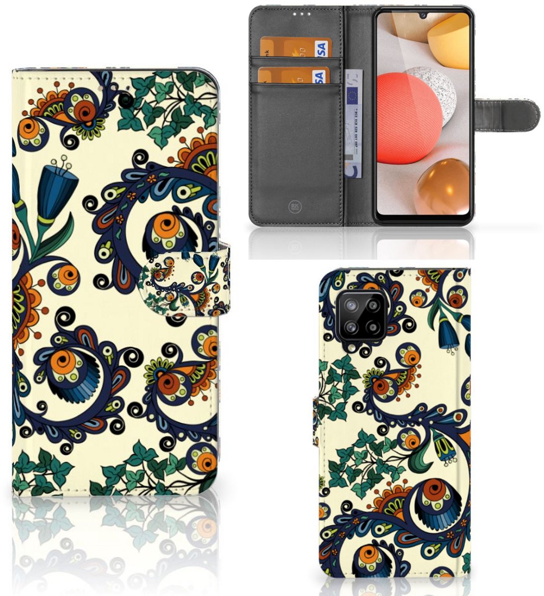 Boekhoesje voor Wallet Case Samsung Galaxy A42 5G Barok Flower