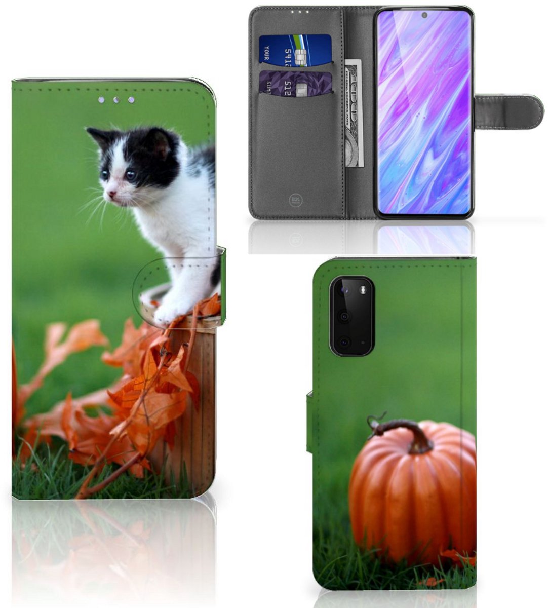 Boekhoesje voor Samsung Galaxy S20 Telefoonhoesje met Pasjes Kitten