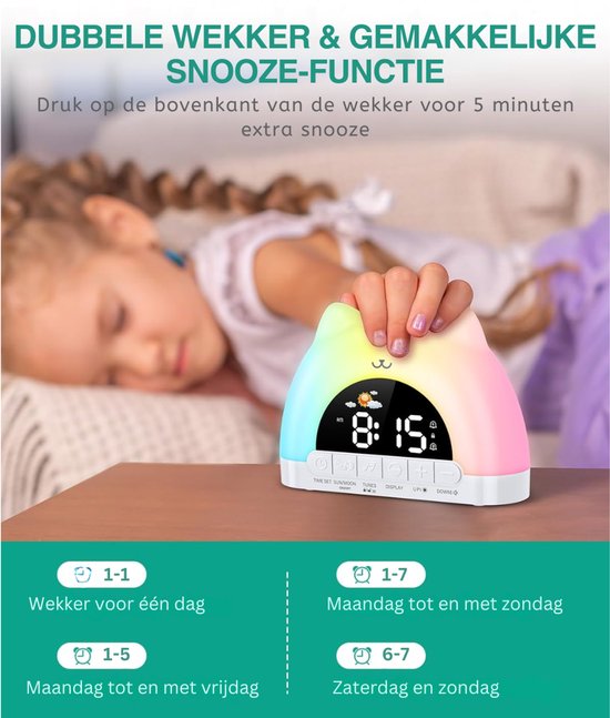 VLSelect®Slaaptrainer kinderen - Slaapwekker - Kinderwekker - Automatisch Dimbaar van Merkloos — afbeelding 3