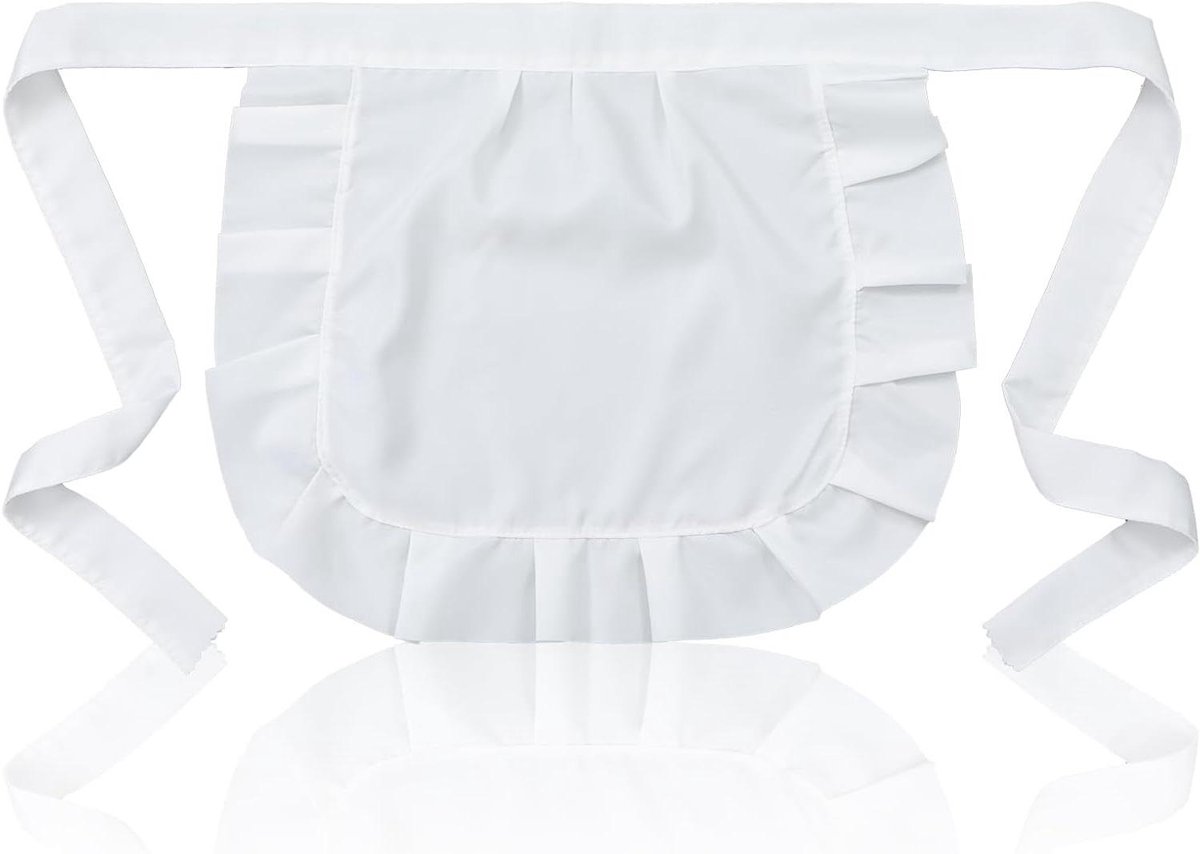 Dames Schort - Keuken Schort - Koken en Cosplay - Met Ruches - 38 x 32 cm - Wit