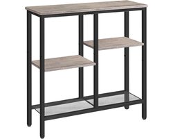 HOMESY smalle consoletafel, 75cm bijzettafel, haltafel, kleine presentatietafel, kleine ruimte salontafel, geschikt voor entree, gang, Grijs en zwart