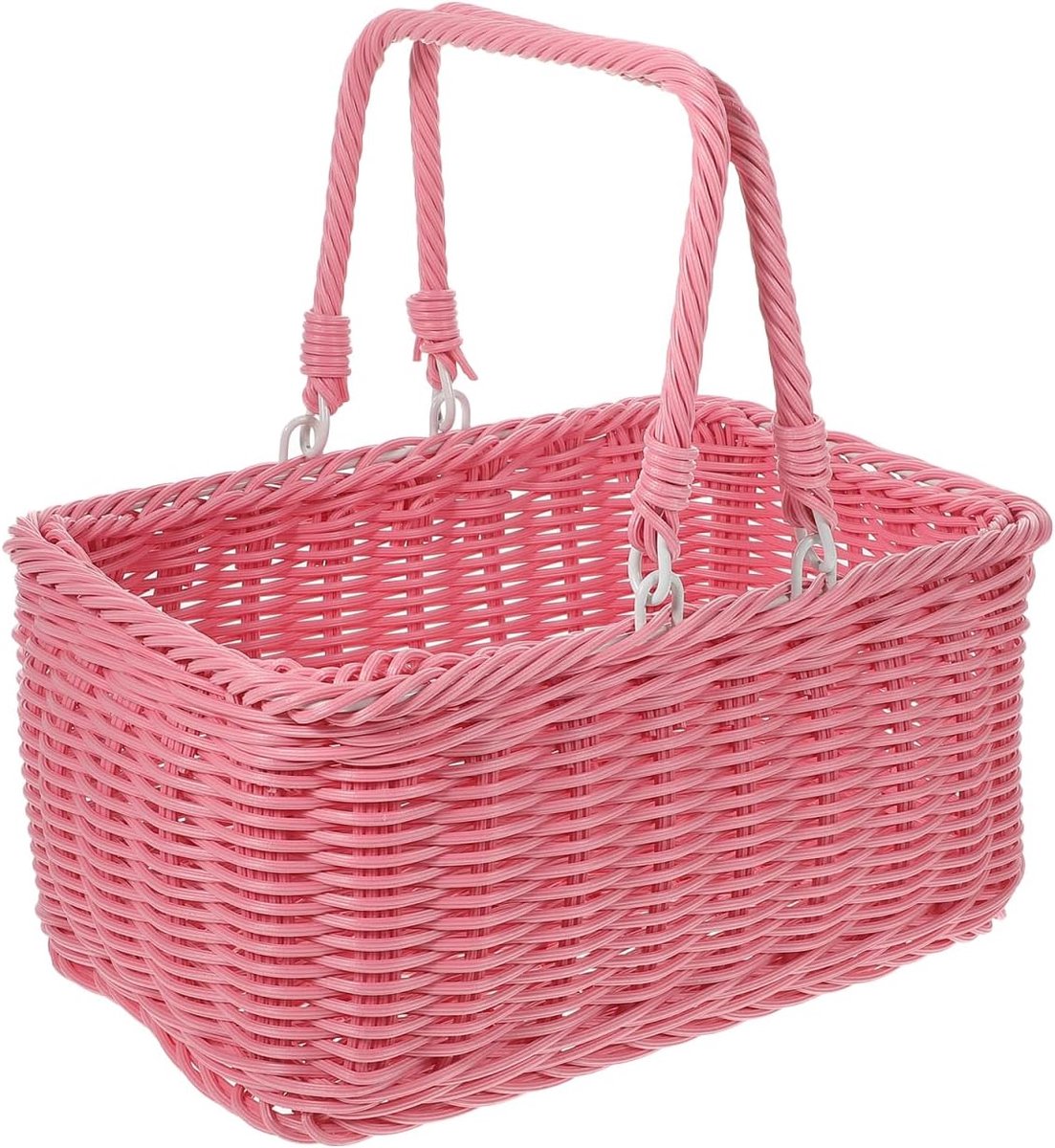 Picknickmand met Handvat - Picknick Mandje - Boodschappenmand - Fruitmand - Winkelmand - Geweven - Roze - 16 x 24 x 16 cm - van Imperatoris