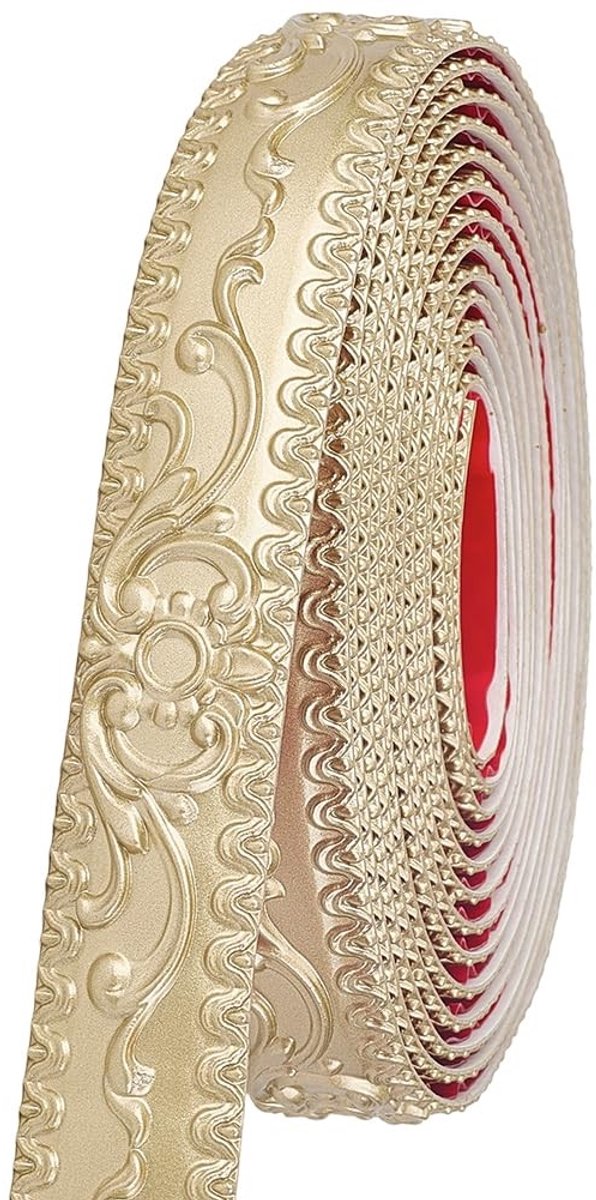 Dailygoods - Dailygoody - Zelfklevende 3D Molding Trim - Flexibele Wanddecoratie - Champagne Goud - Makkelijk aan te brengen - 5 Meter - Voor interieur - Deco