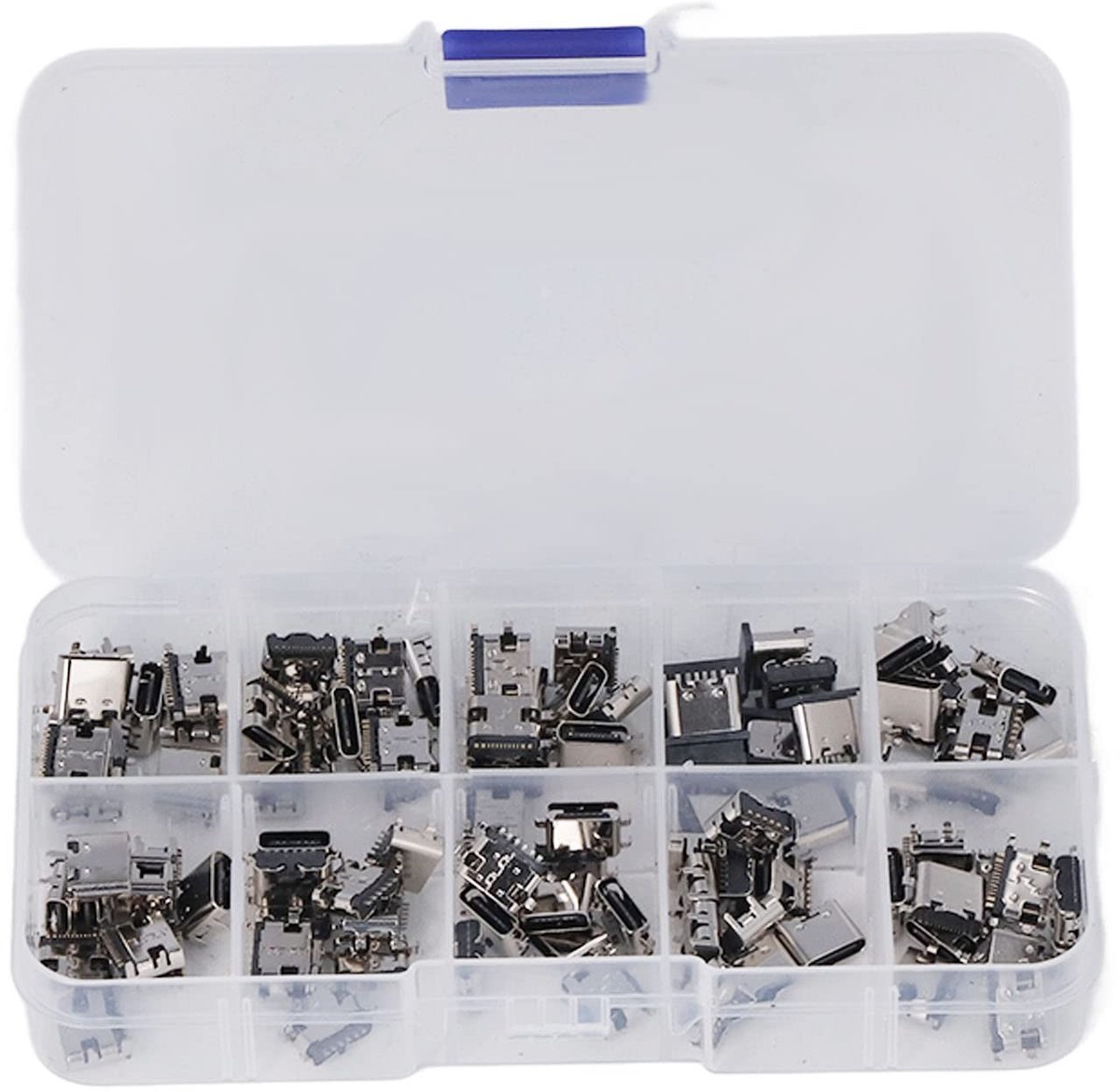Dailygoods - Dailygoody - Type C USB Connector - 100 Stuks Assortiment - Hoogwaardige Materialen - Compact en Lichtgewicht - Geschikt voor Soldeerwerk - 10 Modelle