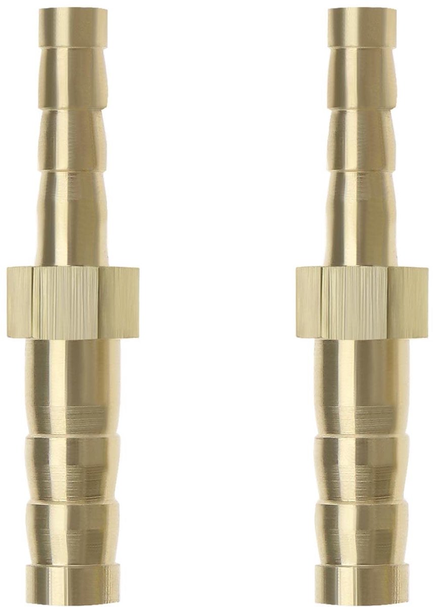 Dailygoods - Dailygoody - Koperen Barb Reducer - Slang Fitting Adapter - Goud - Verbinder Connector - Geschikt voor Lucht Water Brandstof Oliepijp