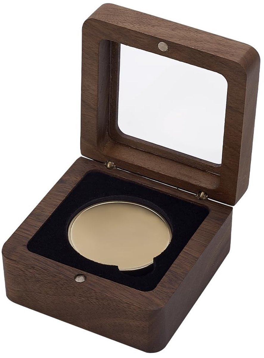 Dailygoods - Dailygoody - Houten Uitdaging Munt Presentatie Box - Medaille Display Case - Zwart - Munt Opbergdoos met Venster - Geschikt voor Herdenkingsmunten - C...