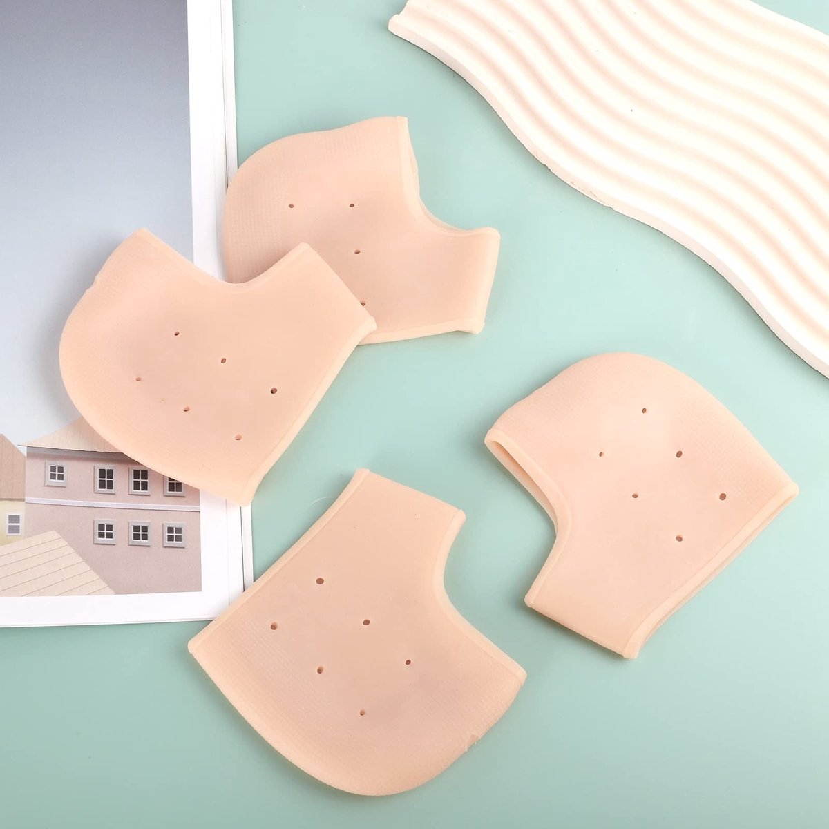 Dailygoods - Dailygoody - Silicone Hielbeschermers - Ademend - Verlicht Pijn - Beige - Hielbescherming - Voor Droge Voeten - 2 Paar