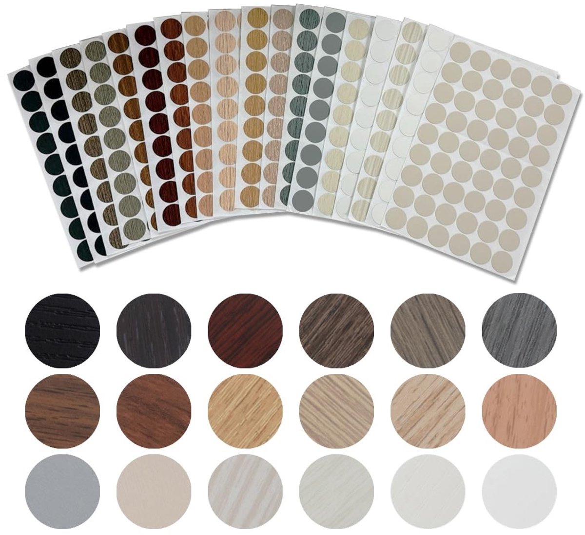 Dailygoods - Dailygoody - Schroefafdekking - Zelfklevende afdekkappen - Ideaal voor meubels - 972 stuks in 18 kleuren - Waterdicht en praktisch - Voor houten meube