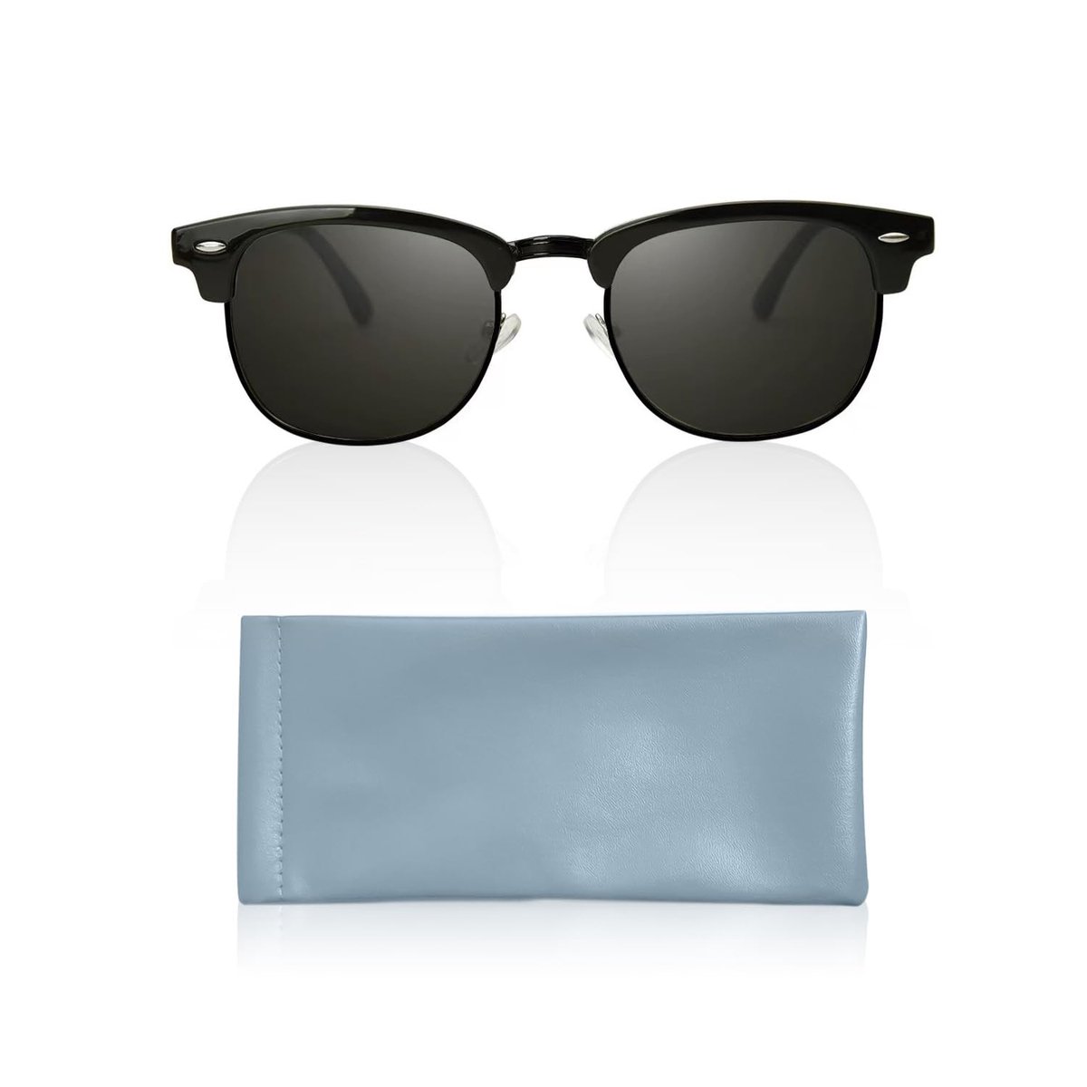 Dailygoods - Dailygoody - Zonnebril - Retro zonnebrillen - Gepolariseerde bescherming - Zwart - Uniseks zonnebrillen - Halfronde vorm - Voor volwassenen - Zwa