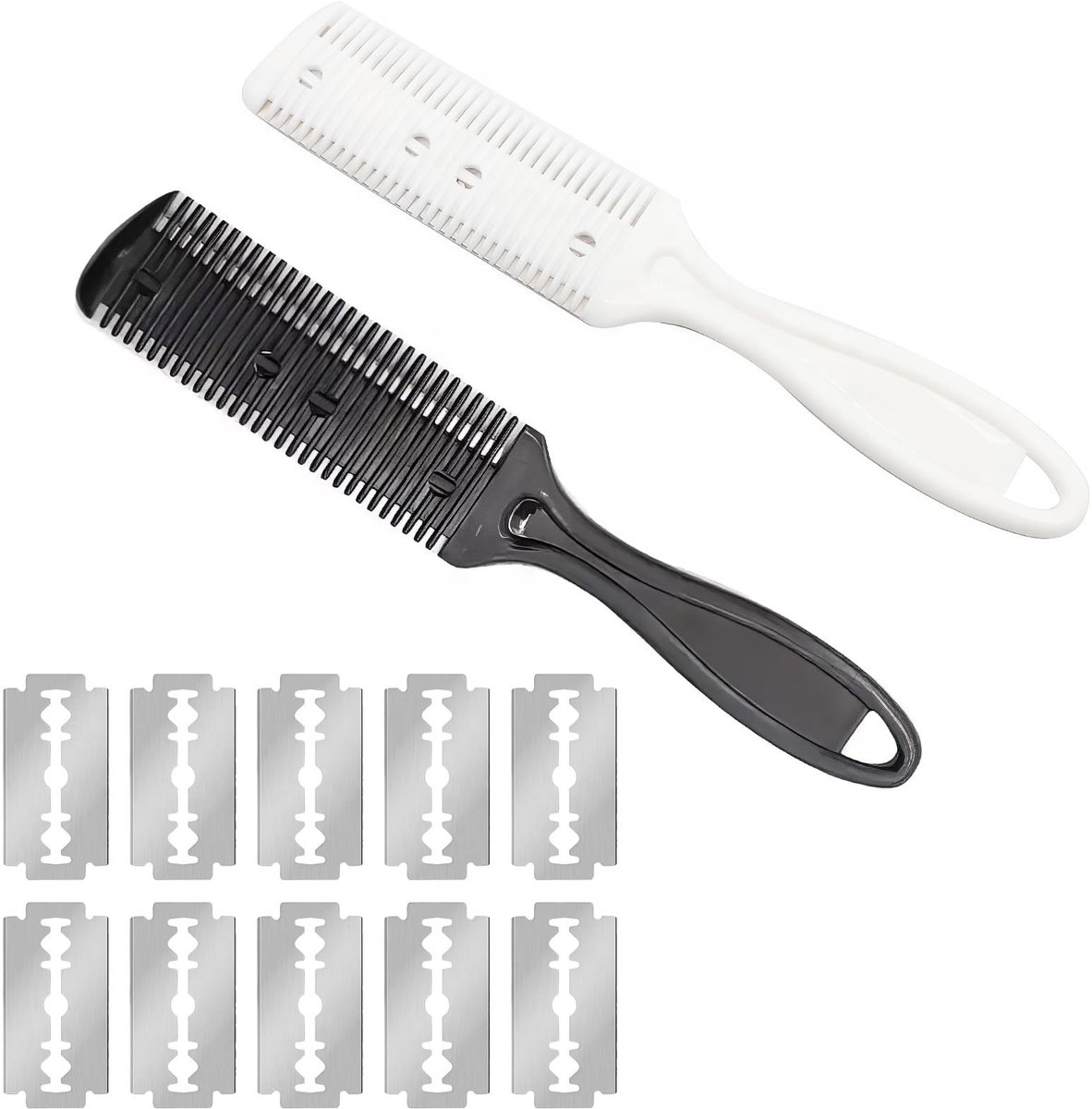Dailygoods - Dailygoody - Uitdunningsmessen - Haarscheerkam - Dubbelzijdige tondeuse - Wit en zwart - Gereedschap voor kapsel en styling - Geschikt voor haarverzor