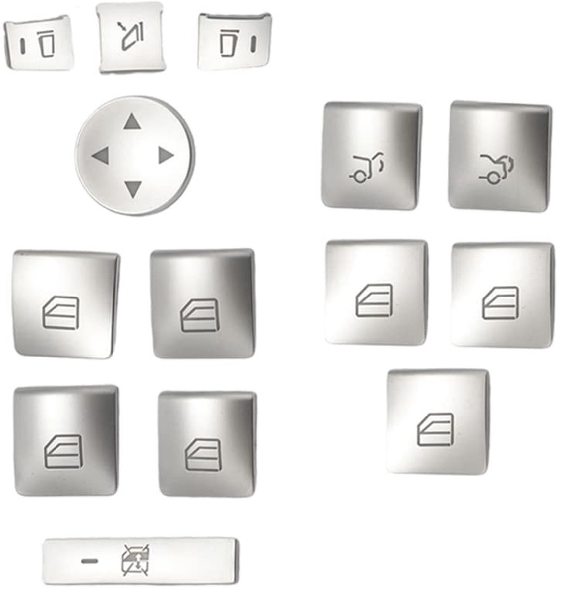 Dailygoods - Dailygoody - Deuren - Window Switch Knop Afdekking - ABS - Zilver/Zwart - Geschikt voor Mer*cedes - B/Enz A-Klasse, B-Klasse, C-Klasse, E-Klasse, ML,