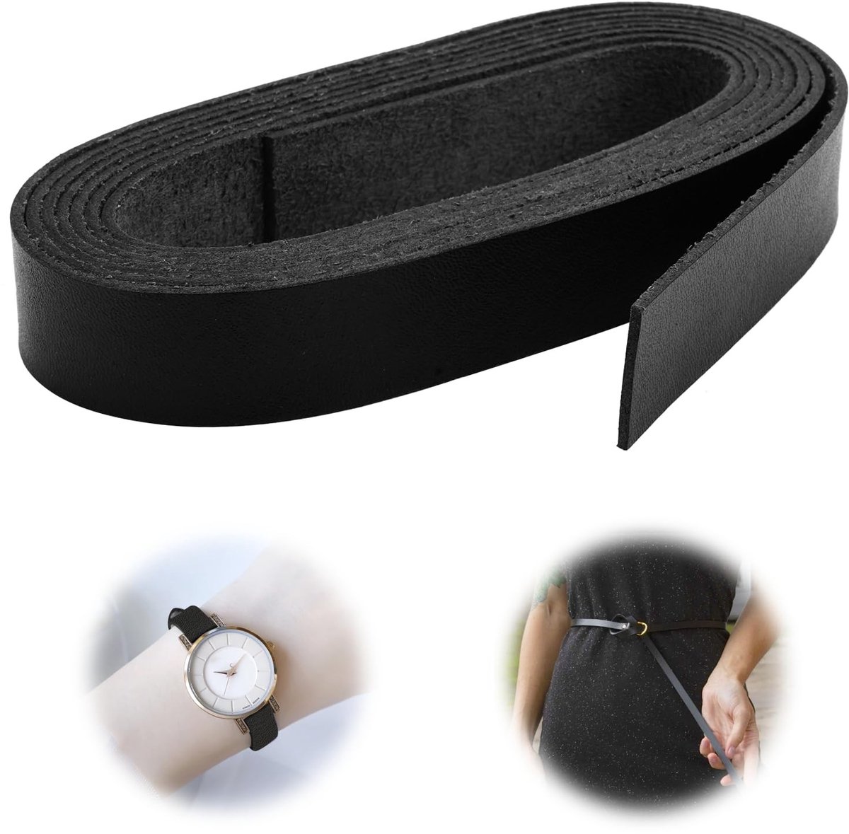 Dailygoods - Dailygoody - Lederen riem - Brede leren band - Duurzaam en sterk - 2 cm x 2 m - Multifunctionele leren strips - Geschikt voor zelf maken van riemen