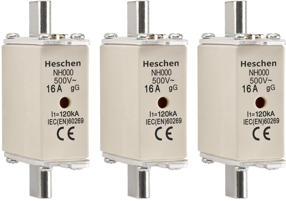 Dailygoods - Dailygoody - NH Zekering Link - 16A gG - Combinatie Detector - Set van 3 - Betrouwbare beveiliging - Voor elektrische installaties - NH000-16A