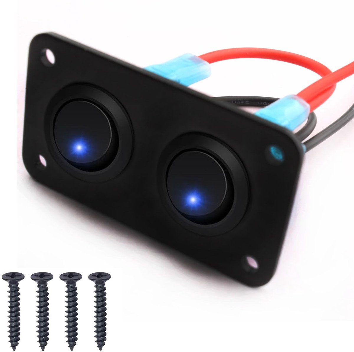 Dailygoods - Dailygoody - Toggle Switch Paneel met 2 Strips - Blauwe LED, 12-24V, SPST, Geschikt voor Auto, Caravan, Boot