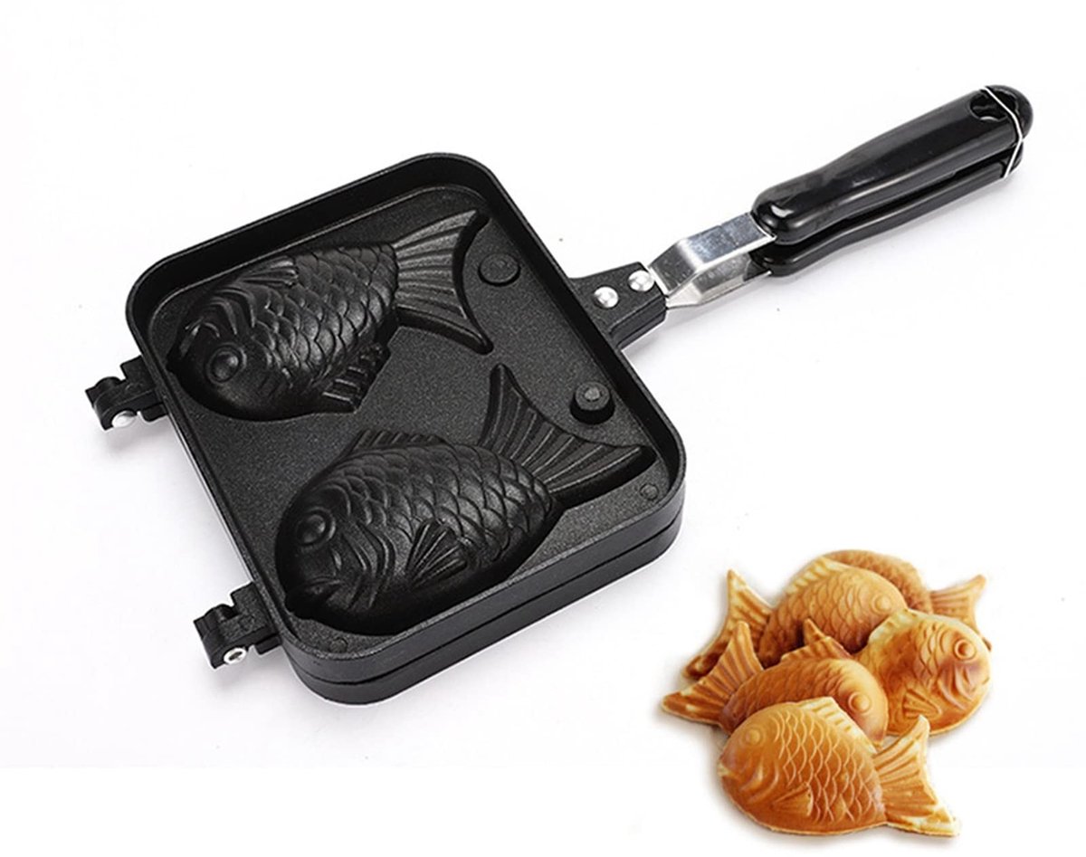 Dailygoods - Dailygoody - Taiyaki Pan Maker - Visvormige Cake Pan - Dubbelzijdig Bakvorm - Antiaanbaklaag - Perfect voor Wafels - 24 Ounces - Geschikt voor Gas
