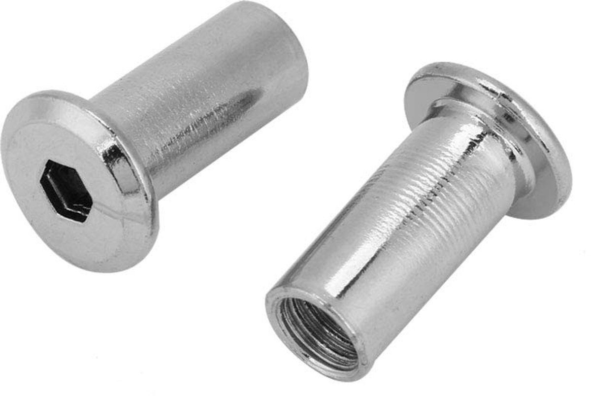 Dailygoods - Dailygoody - IJzer Plated M6 M8 Platte Moeren - Zeskantmoer en Mouw voor Meubels - 50 Stuks - Duurzaam en Functioneel - Meubeltoepassingen - M8 *