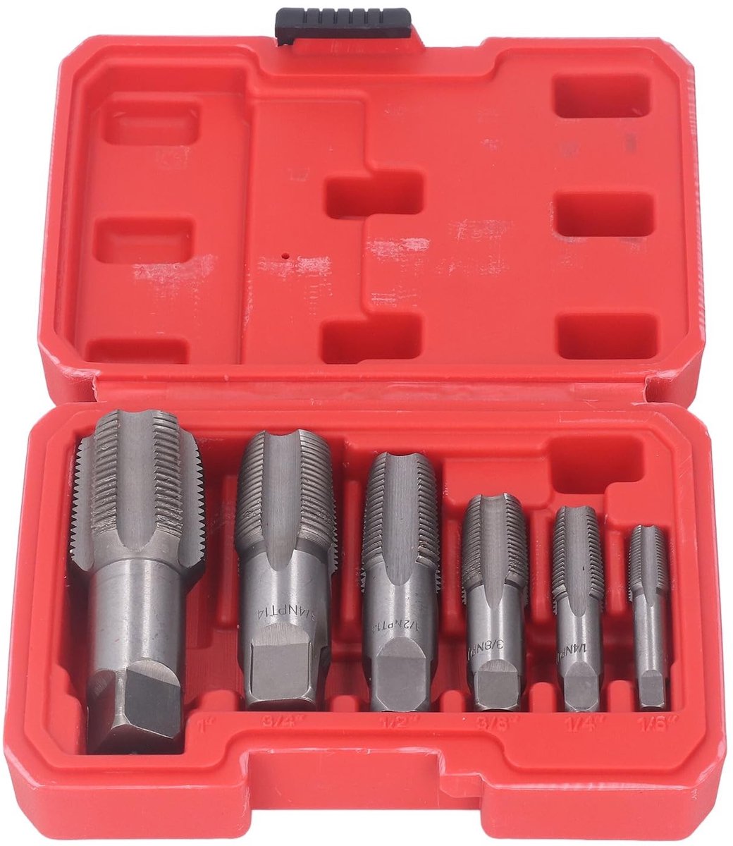 Dailygoody - OmGoods - Dailygoody - 6-delige NPT-buistapset - Koolstofstaal - Voor loodgieters en monteurs - Diverse maten - Precisie schroefdraad - Geschikt voor sanitair