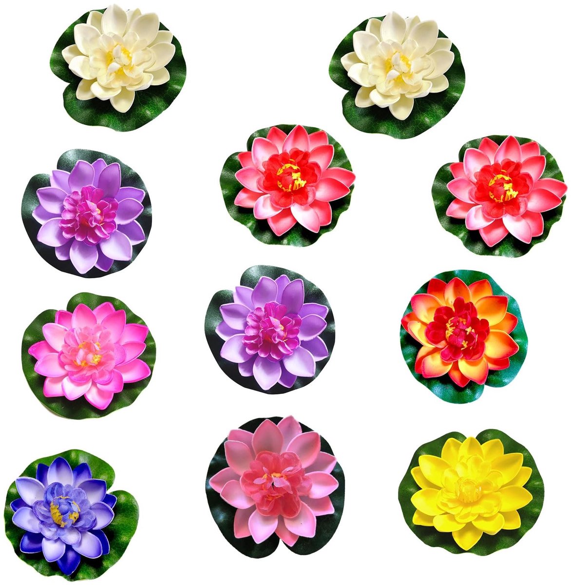 Dailygoody - Drijvende bloemen - Kunstmatige waterlelies - Duurzaam en weerbestendig - Meerkleurig - Voor aquarium en tuin - 11 stuks