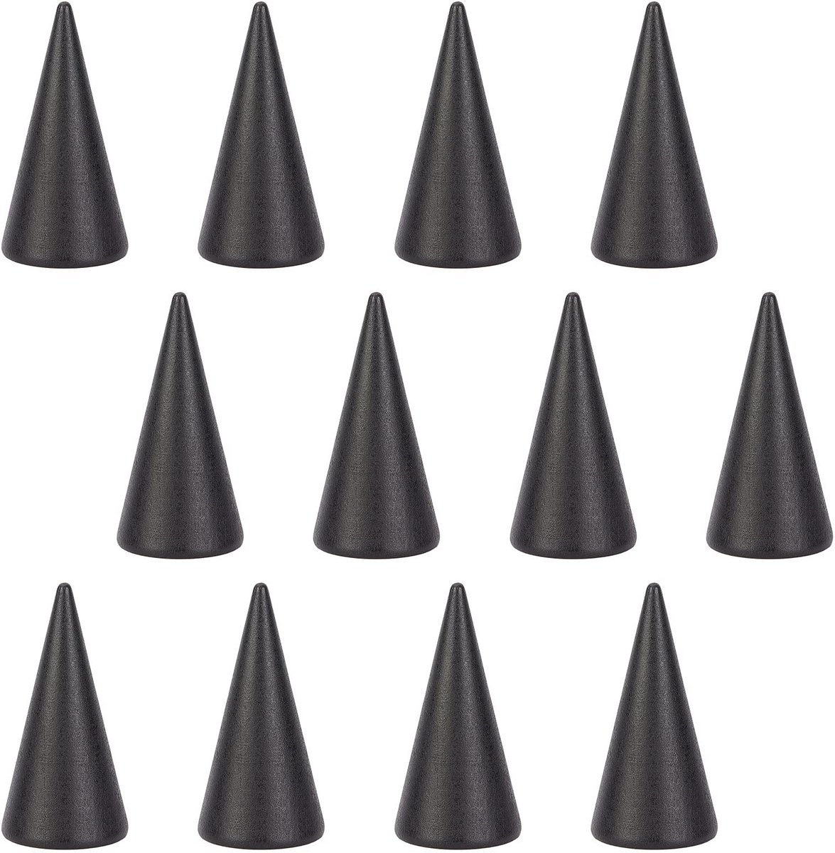Dailygoody - Zwarte Houten Ringdisplays - 12 Stuks - Perfect Voor Sieraden Tentoonstelling - Kegelvormige Ringhouder - Geschikt Voor Dames - 25D x 25B.