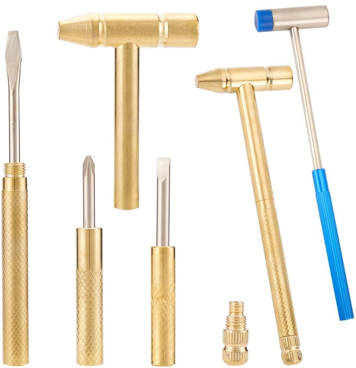 Dailygoody - Mini Multifunctionele Hamer - 6 in 1 Gereedschap - Goud - Voor Sieraden en Horloges - Handig voor Reparaties - Voor Klokken en Naaimachines