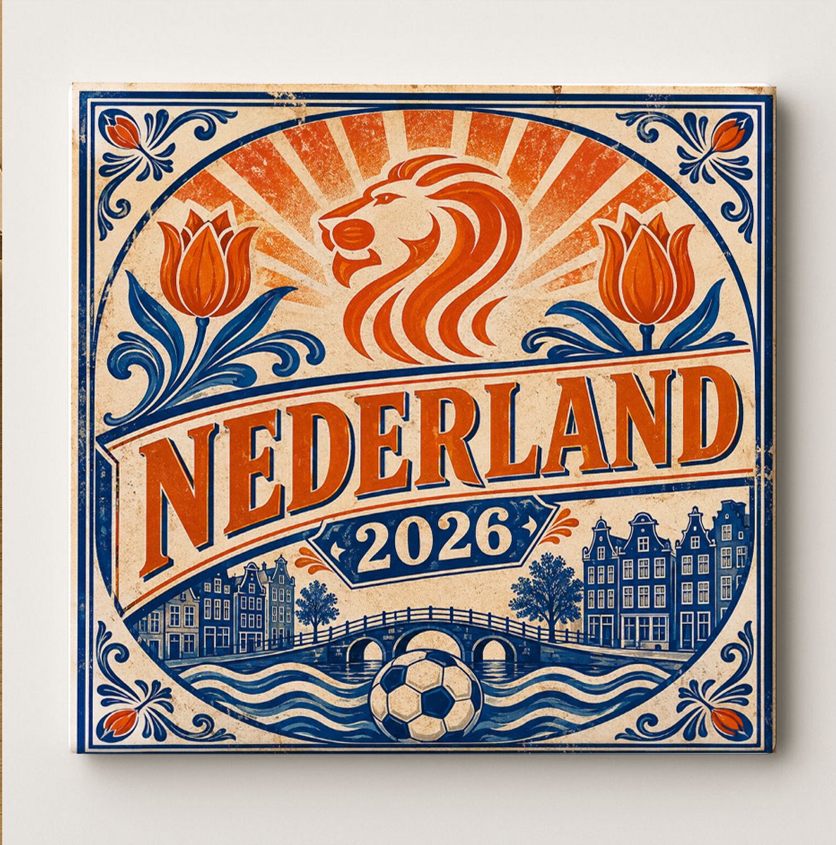 Nederland 2026 Decoratieve Keramische Tegel – Nederlandse Voetbal Fan Wandtegel – Oranje B