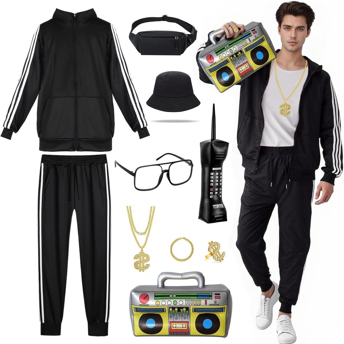 Retro Sport Kostuum Set voor Mannen - Perfect voor Feestjes, Thema-Avonden en Verkleedpartijen