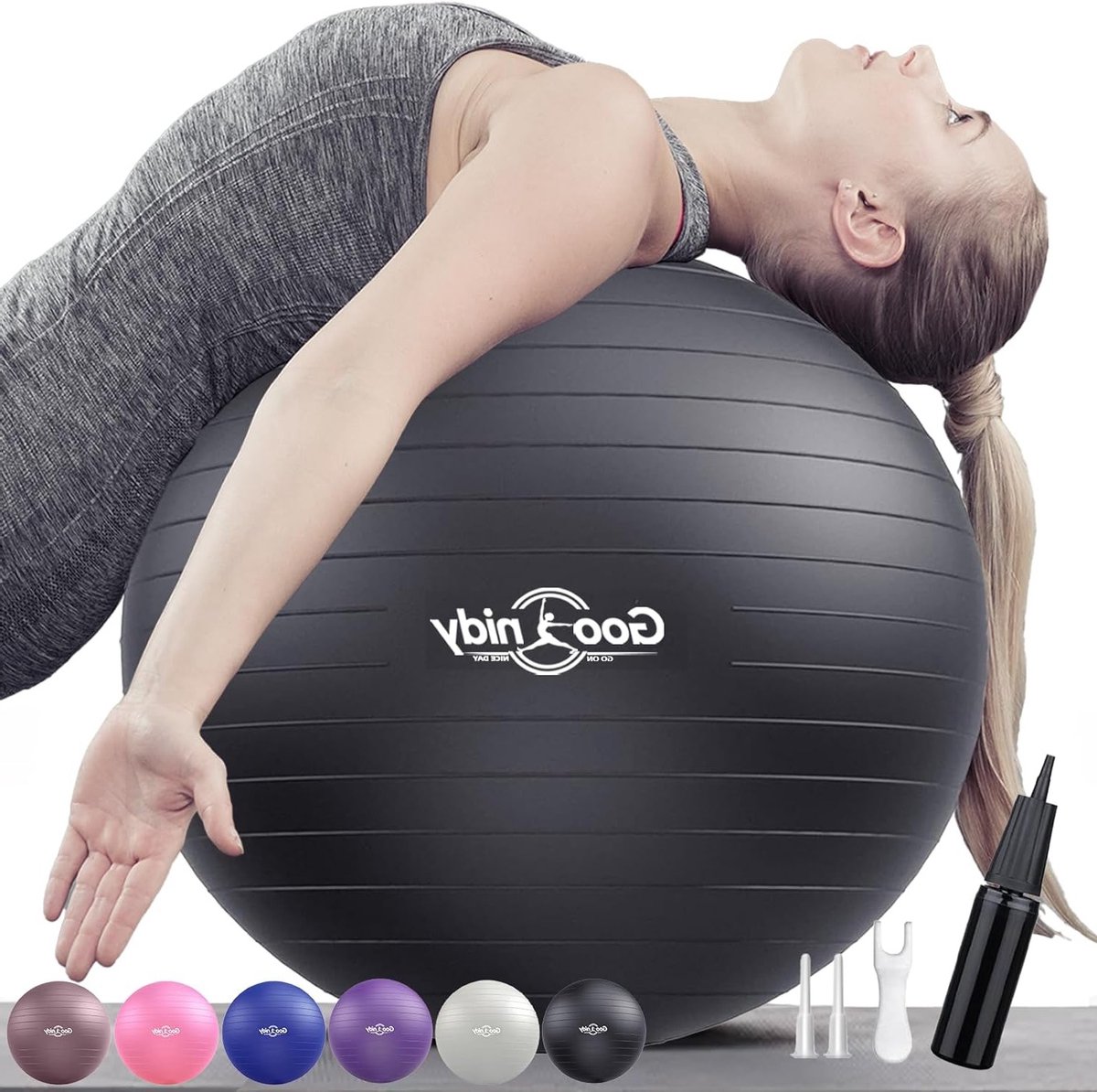 Grote Ergonomische Zachte Gymnastiekbal met Burst Protection en Pomp voor Fitness, Yoga en Kantoorgebruik, Ondersteunt tot 1000 kg