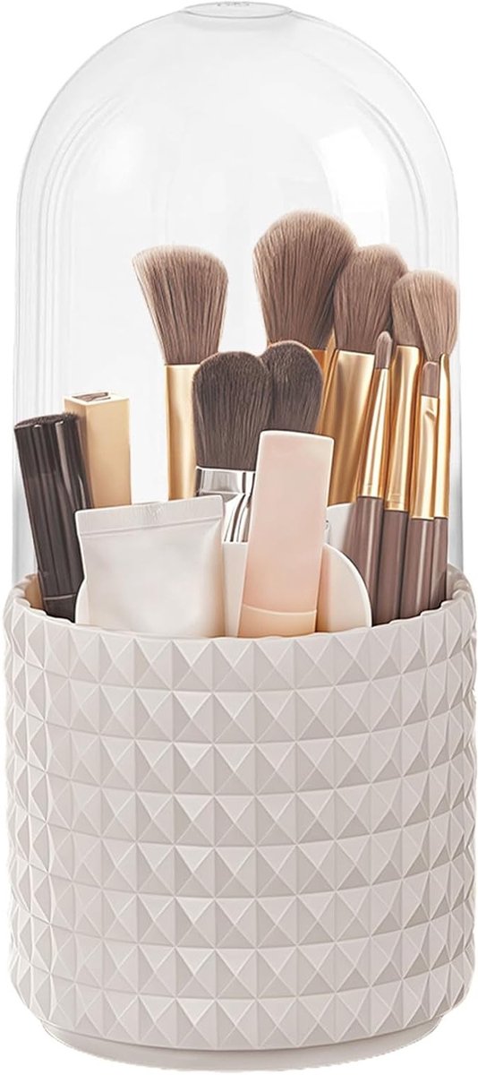 360 Graden Draaiende Makeup Organizer voor Kwasten, Transparant en Stofvrij, 11 x 23 cm, Ideaal voor Schoonheid en Cosmetica