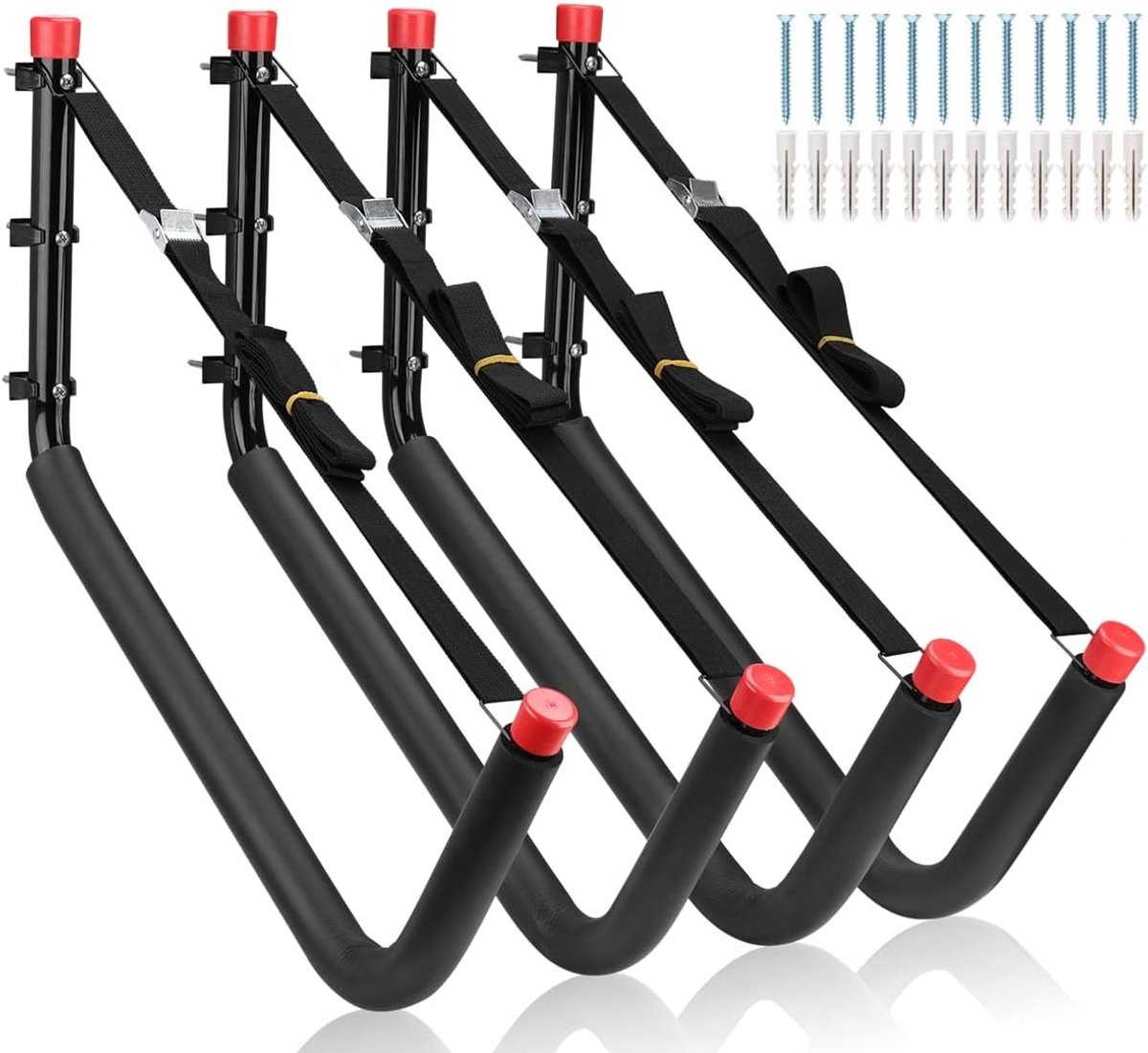 Zware Wandsteunen voor Kayaks en Canoes, 4 Stuks, Geschikt voor SUP, Surfplanken en Snowboards, 52 cm Hoogte