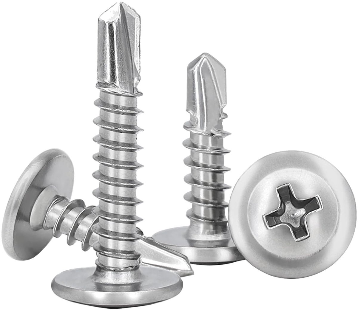 Set van 170 Zelftappende Schroeven, Diameter 4.2 x 25 mm, Roestvrijstaal, Ideaal voor Metaalbewerking en Klusprojecten, Kleur Zilver