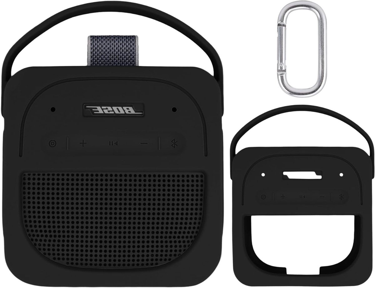 Draagbare Bluetooth speaker beschermhoes voor Bose SoundLink Micro - Silicone, Reis, Zwart, 2e generatie