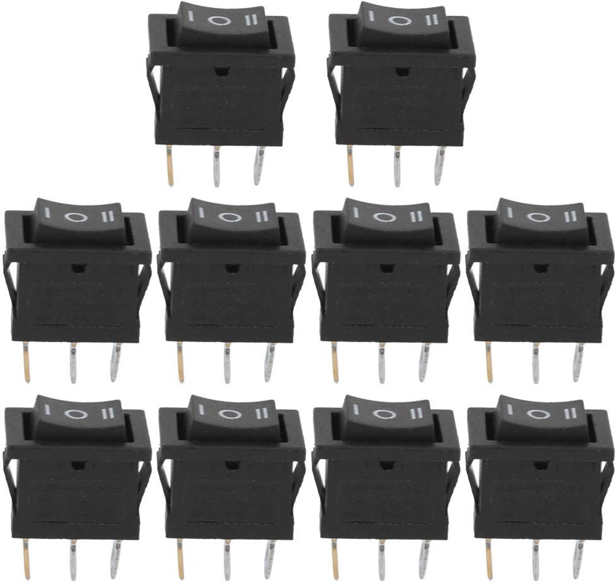Dailygoods - Dailygoody - Tuimelschakelaar - Schakelaar voor huishoudelijke apparaten - 10 stuks - Zwart - 3-positie schakelaar - Handig voor diverse toepassingen