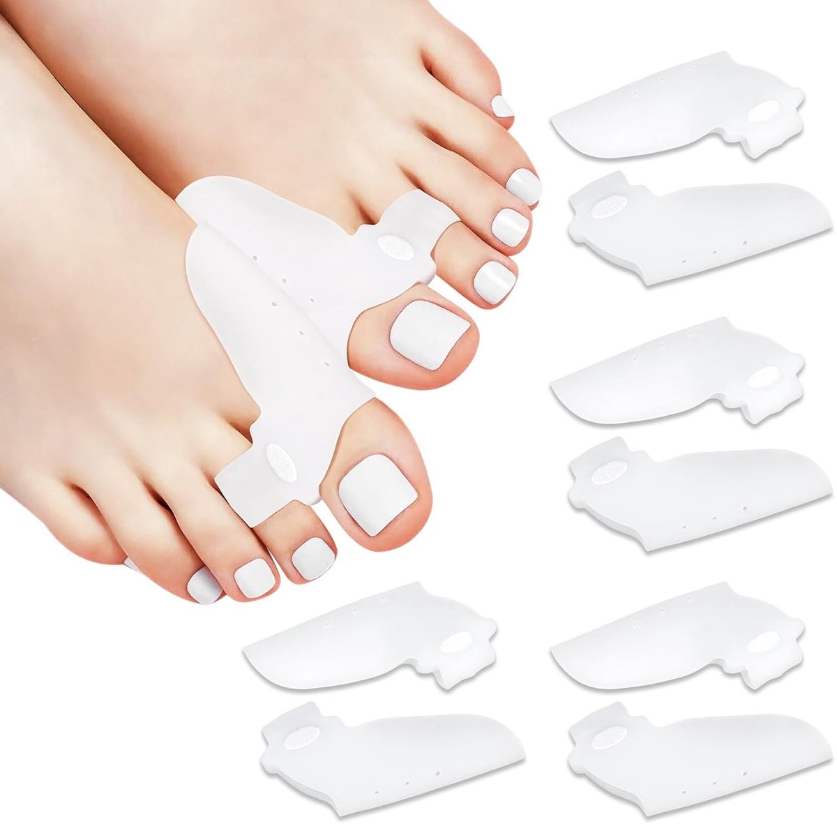 Corrigerende teentussenspreiders voor hallux valgus - 8 stuks silicone spreiders voor mannen en vrouwen, pijnverlichting en comfort