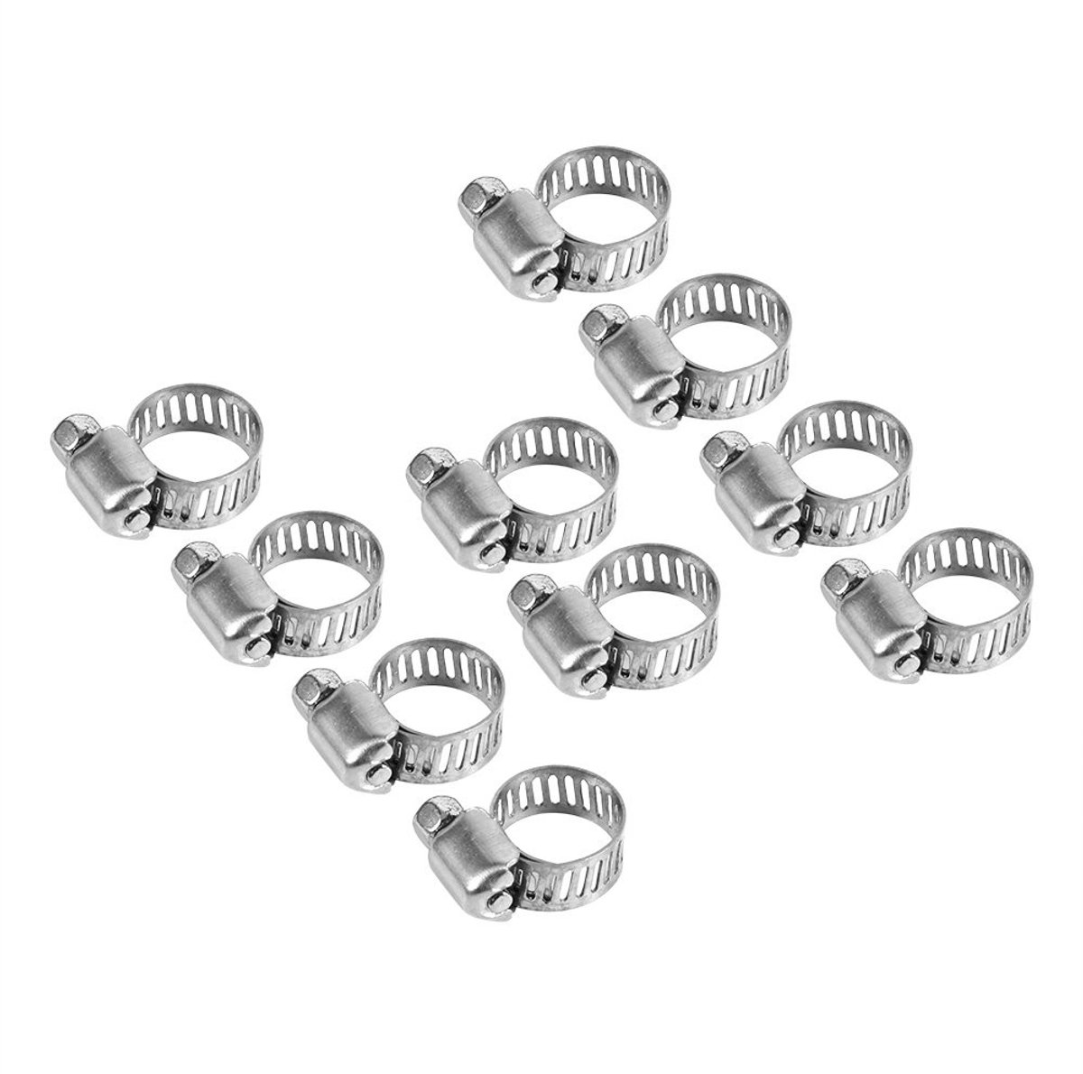 Dailygoods - Dailygoody - 10 Stuks RVS Verstelbare Slangklemmen 3/8"-1/2" - Duurzaam en Efficiënt