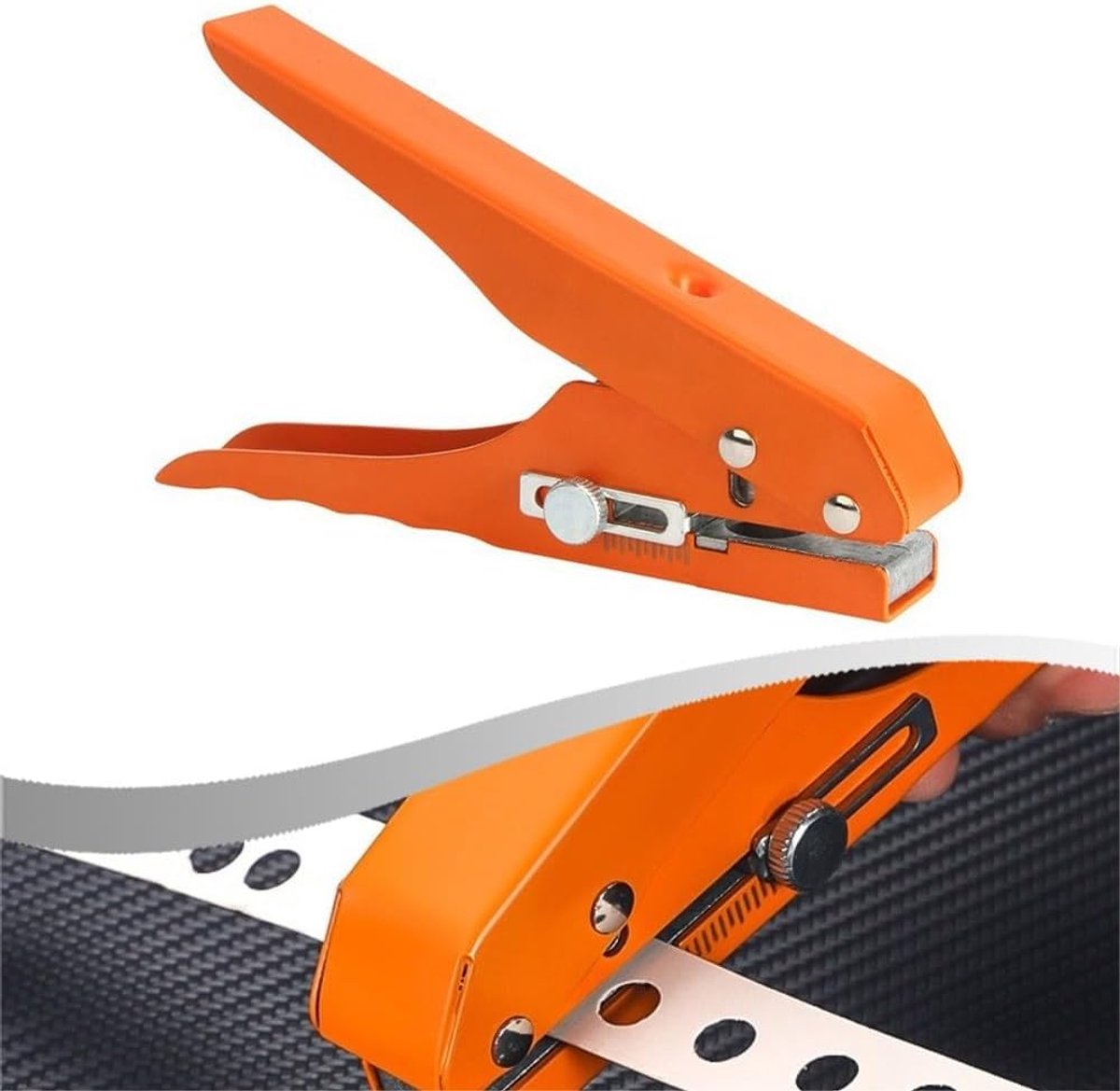 Oranje perforatietang van 12 mm, geschikt voor het perforeren van gaten in kantenband, precisieboorgereedschap, geschikt voor papier, leer, PVC en knutselprojecten.