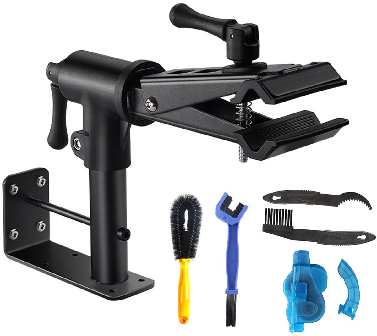 Dailygoods - Dailygoody - 2-in-1 reparatiestandaard - Fietsonderhoud - 360 graden draaibaar - Zwart - Houder voor montage - Geschikt voor alle fietsen - Fiets