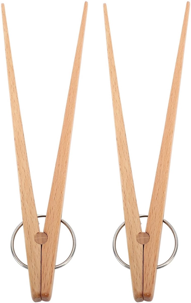 Dailygoods - Set van 2 Beukenhouten Voedseltangen voor Koken en Barbecue