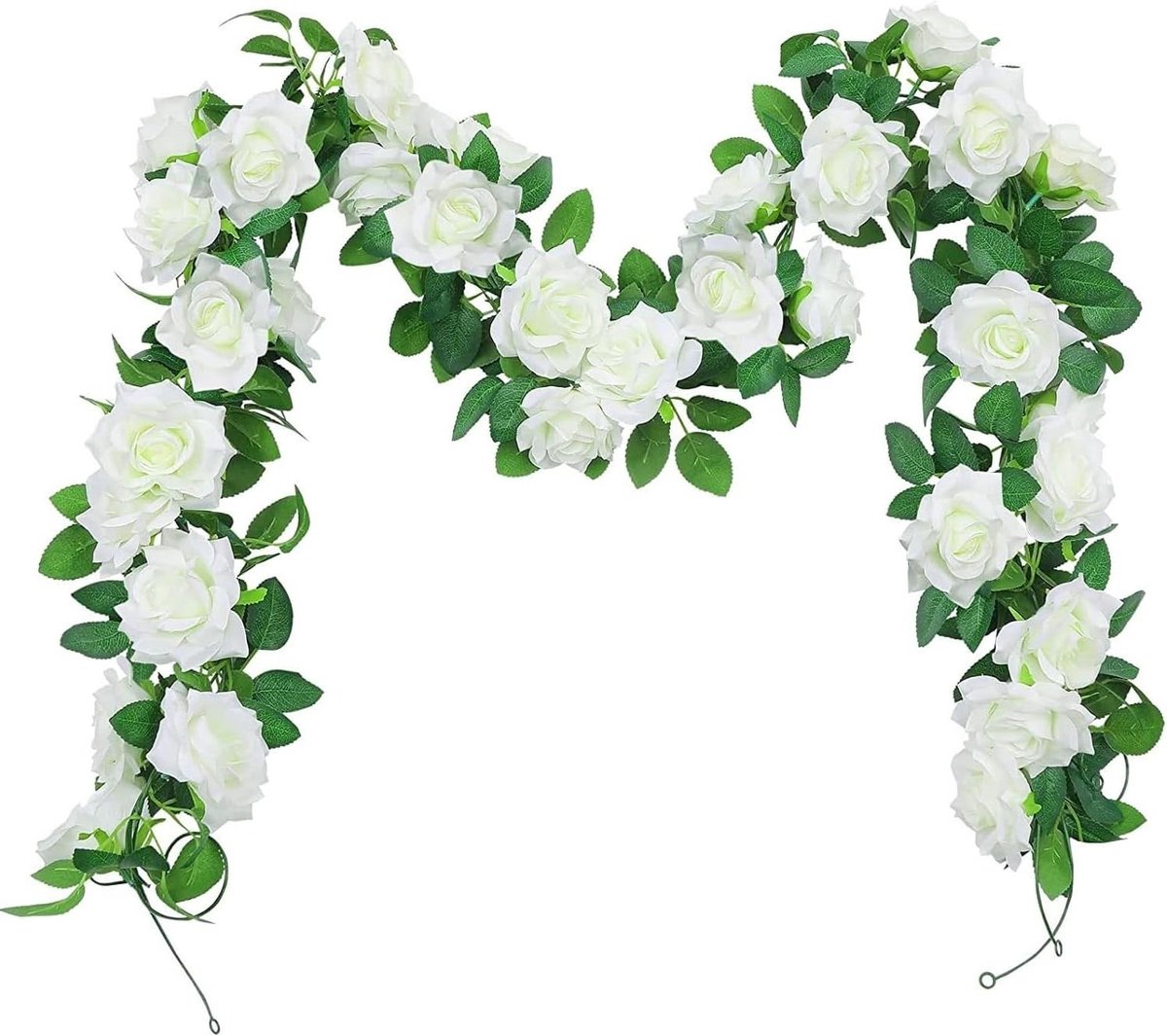 Dailygoods - Dailygoody - Kunstrozenslinger - Bruiloftdecoratie - Wit - Kunstbloemen - Feestelijke achtergrond - Geschikt voor bruiloften en evenementen