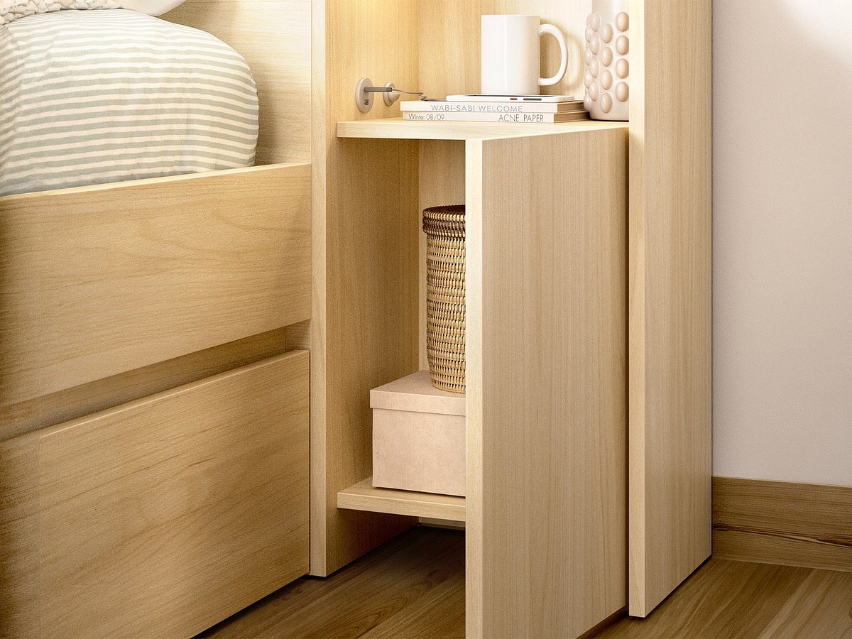 Vente-unique Bedframe hout natuurlijk licht 160 x 200 cm