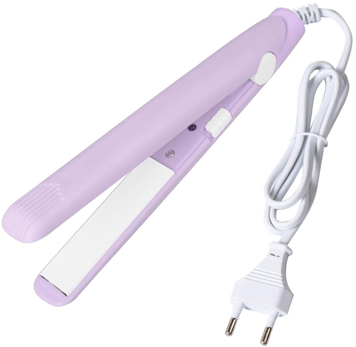 Dailygoods - Dailygoody - 2-in-1 mini Stijltang - Haar Stijltang - Ideaal voor kort haar - Paars - Strijkijzer voor alle haartypes - Perfect voor pony's - 1m snoer