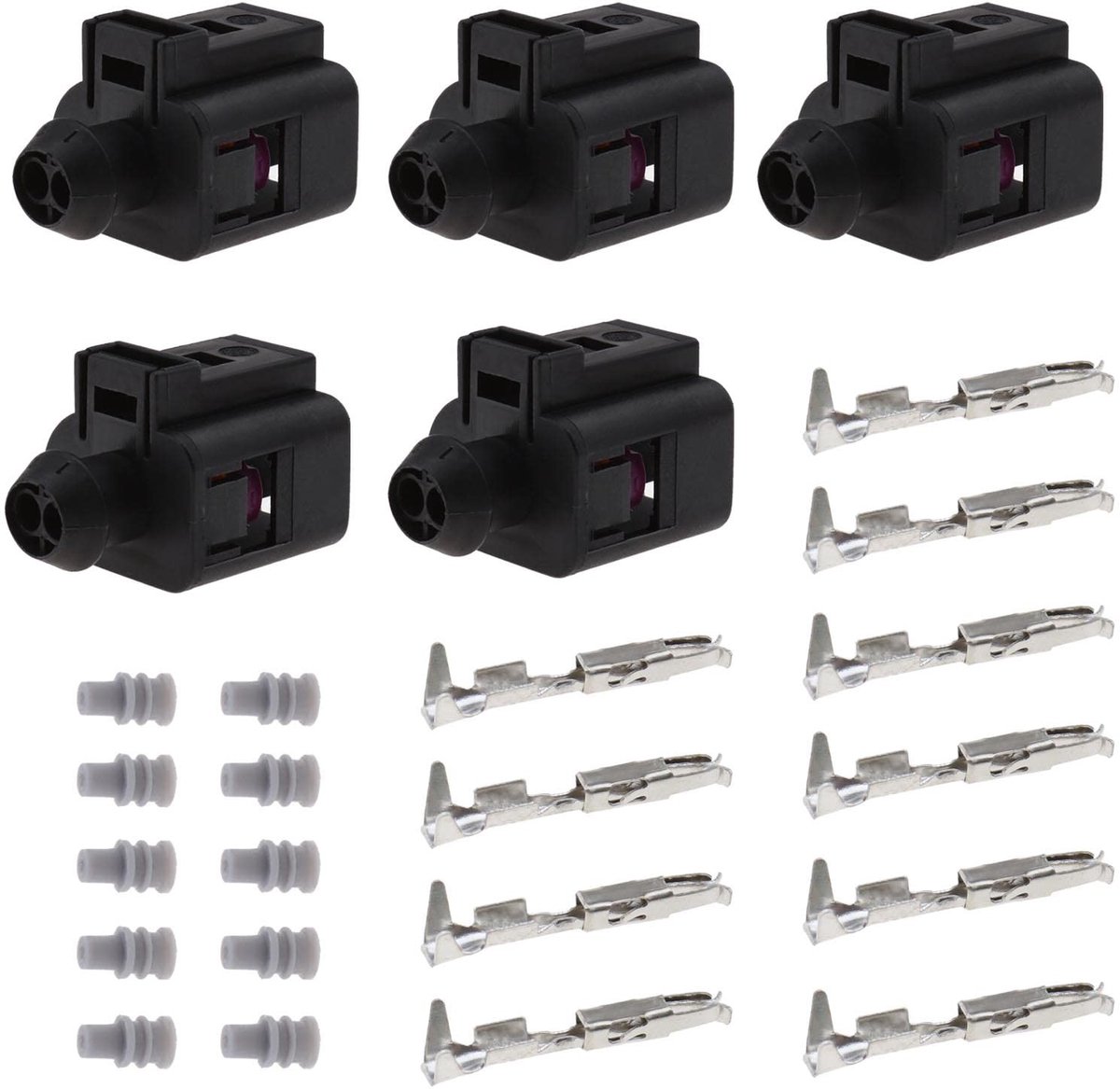 Dailygoods - Dailygoody - 2-pin vrouwelijke connectoren - Auto waterdichte reparatieset - Zwart - Vrouwelijke terminals - Compatibel met VW en Audi