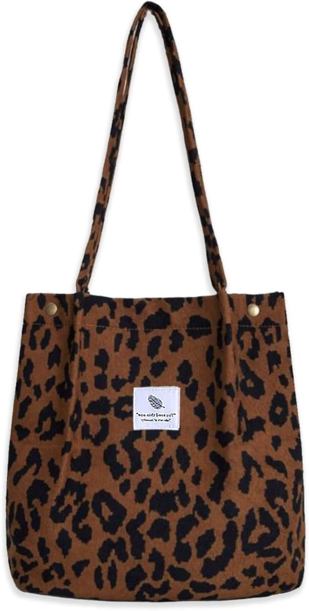 Grote Schoudertas voor Dames van Corduroy, Ideaal als Strandtas, Crossbody Tas en Shopper voor Werk en School