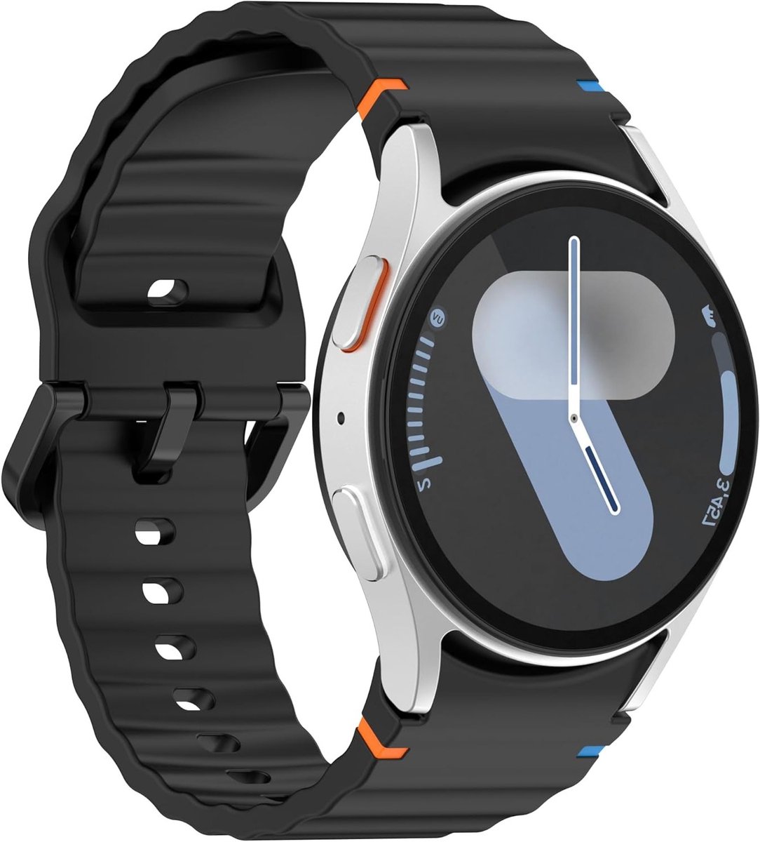 Zachte siliconen sportband voor Samsung Galaxy Watch 7/6/5/4 - Geen speling, geschikt voor 40/44mm en 43/47mm, zwart, comfortabel en duurzaam