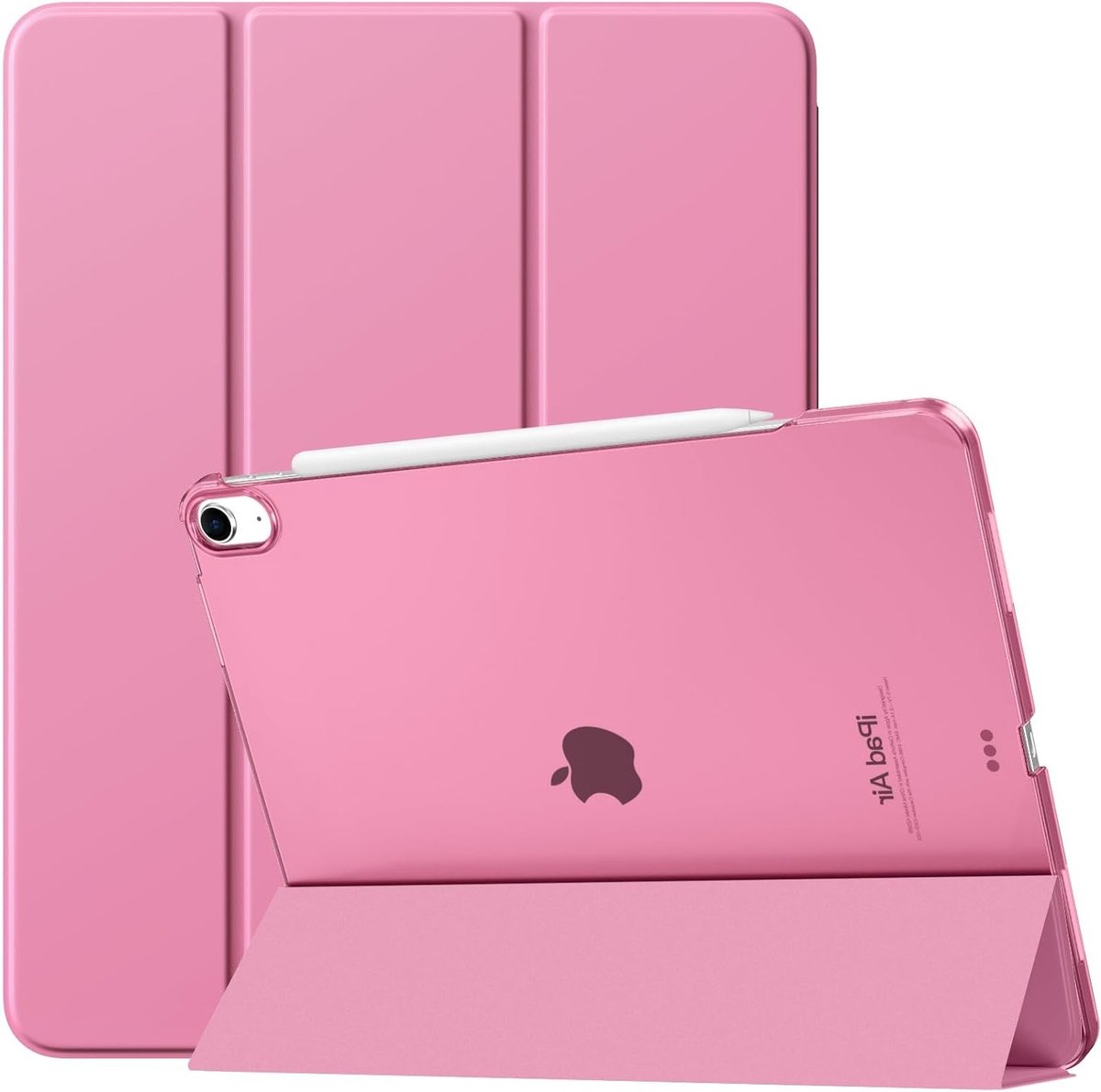Slimme Stand Case voor iPad Air 13" - Ondersteunt Touch ID, Auto Wake/Sleep, Transparante Achterkant, Roze